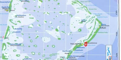 Žemėlapis šiaurės male atolas maldyvuose